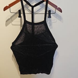 Guess Sparkling Black Strappy Crop Top